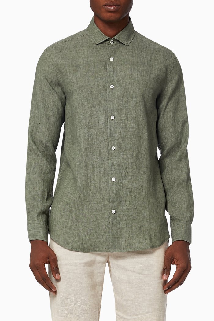 

Antonio Shirt in Linen, Green