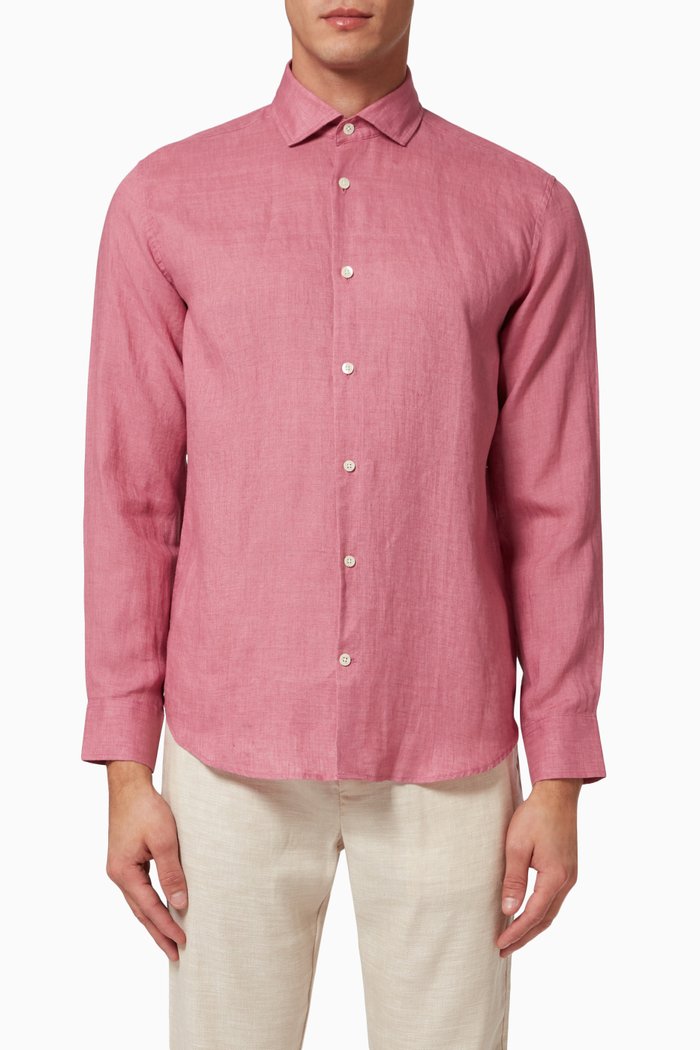 Antonio Shirt in Linen, Purple
