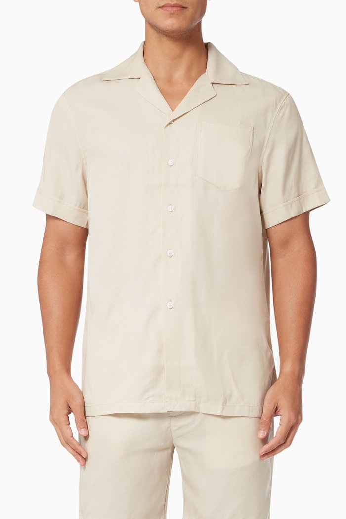 

Camp Collar Shirt in Tencel, Neutral