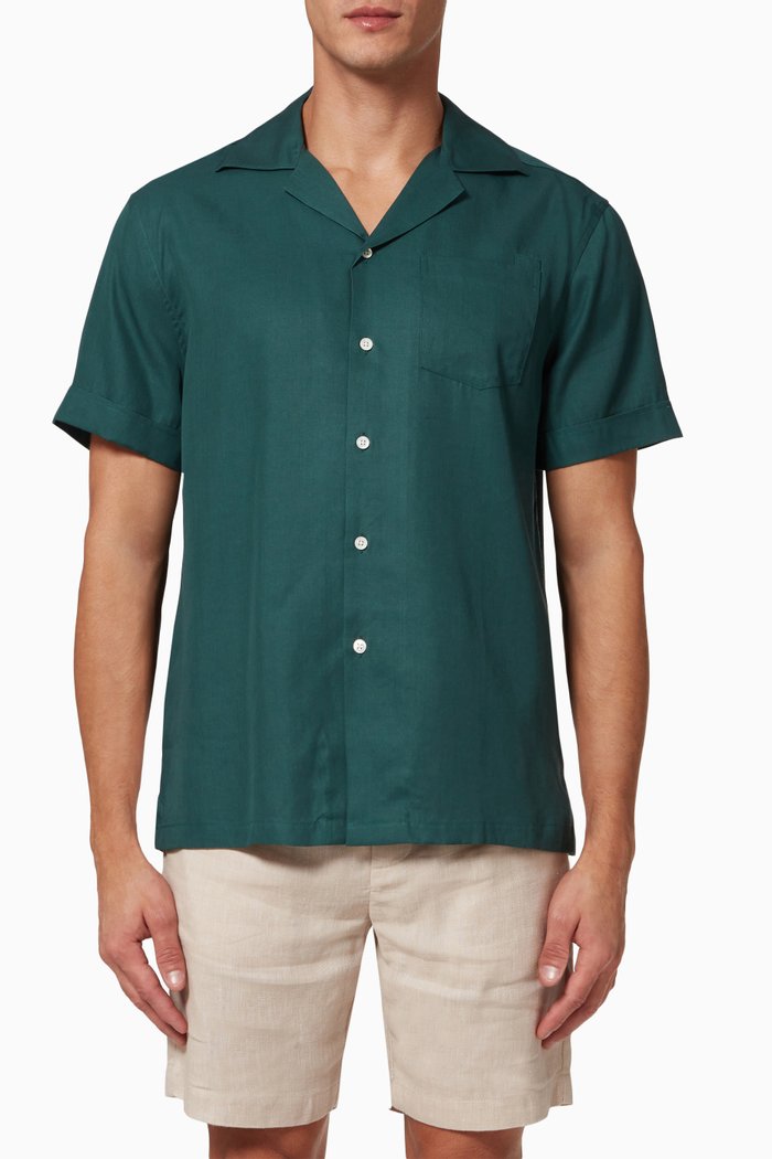 

Camp Collar Shirt in Tencel, Green