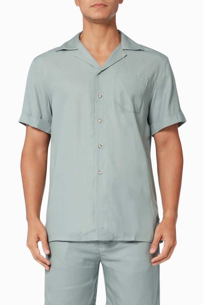 

Camp Collar Shirt in Tencel, Green