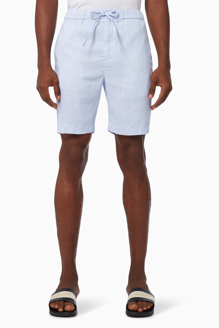 

Felipe Sport Shorts in Linen-cotton Blend, Blue