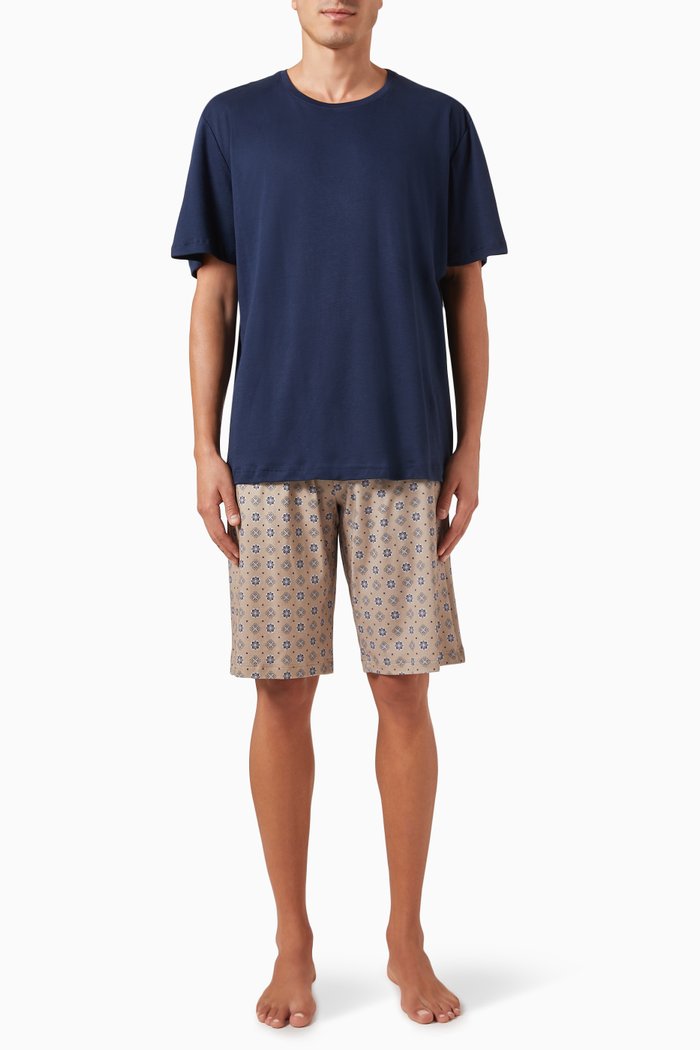 

Night & Day Pyjama Set in Interlock Cotton, Multicolour