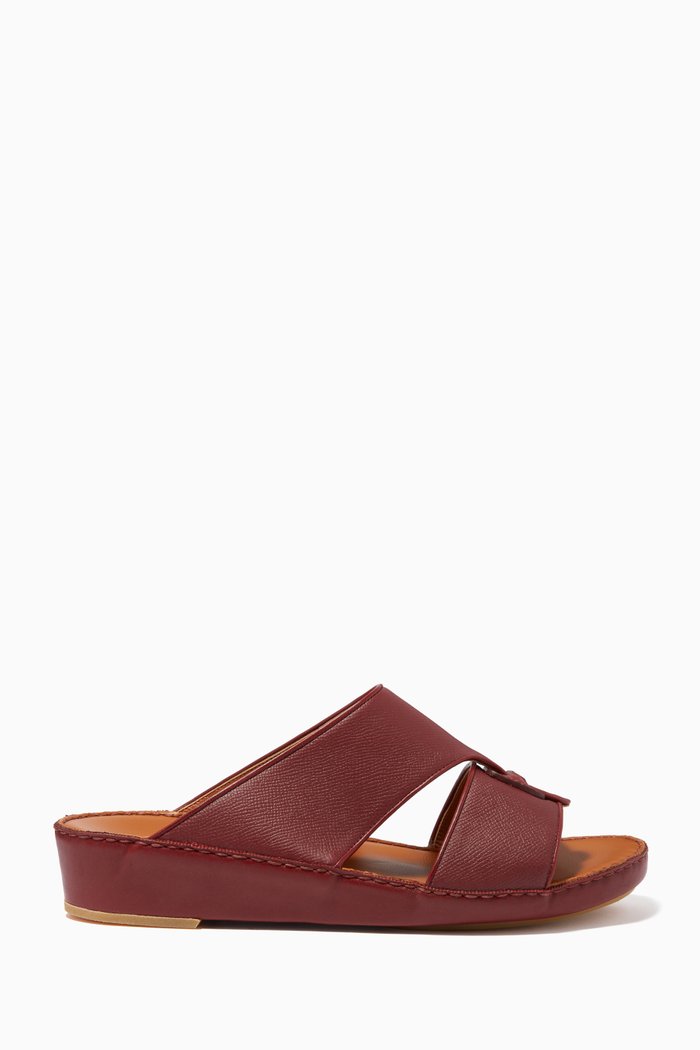 

Heritage Sandals with Crocodile Buckle in Calf Leather, Red