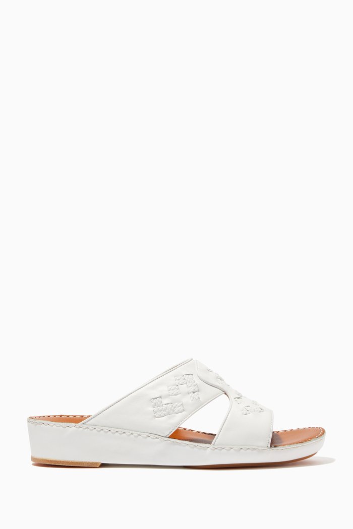 

White Calfskin Peninsula Intrecciare Sandals