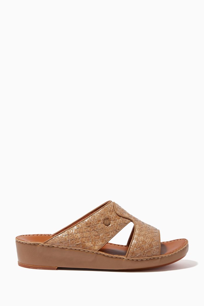 

Peninsula Trecce Sandals in Karung Snakeskin, Yellow