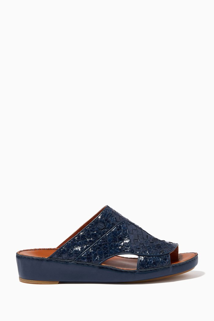 

Najda Fermer Trecce Sandals in Karung Snakeskin, Blue