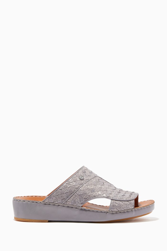

Grey Karung Snakeskin Trecce Sandals