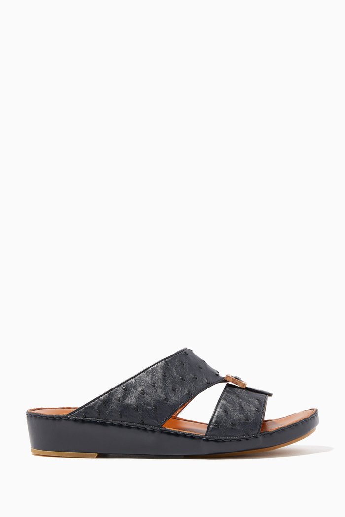 

Deep-Navy Ostrich Quadratura Sandals, Blue