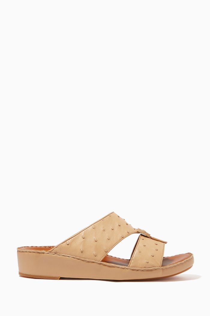 

Quadratura Sandals in Ostrich Leather, Yellow