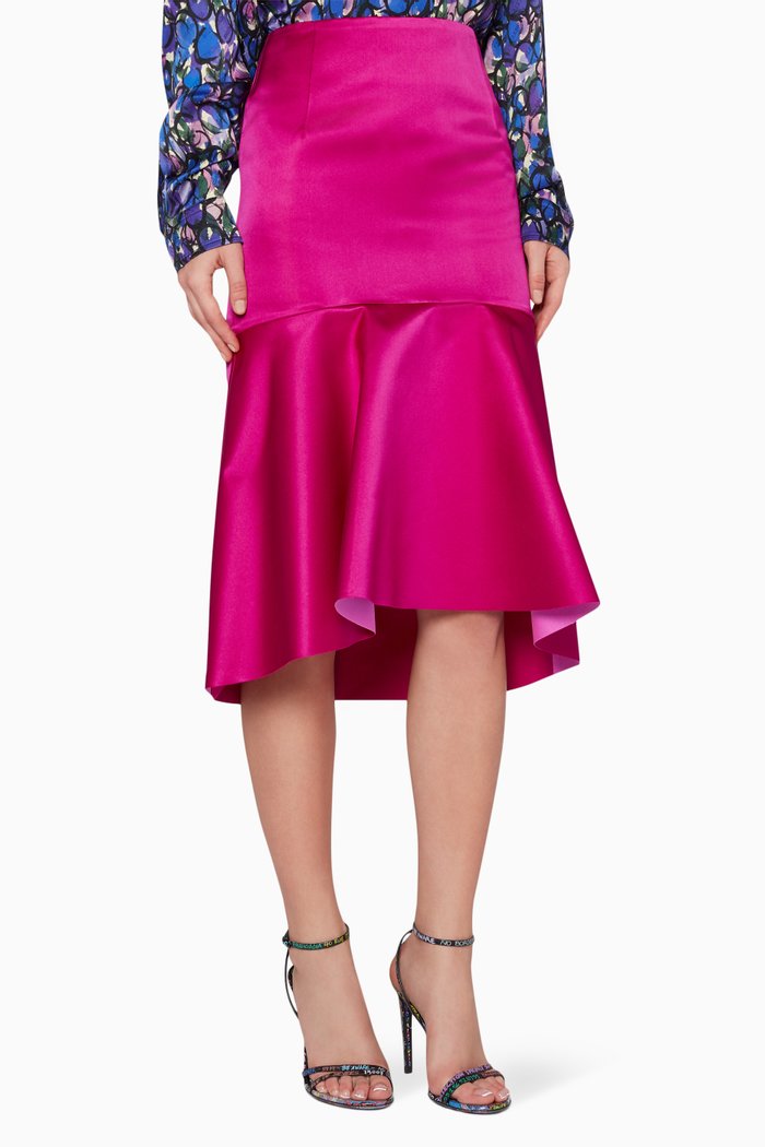 

Godet Satin Skirt, Pink