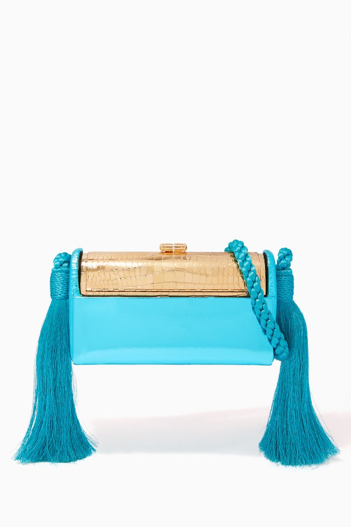 

Regine Minaudière Metallic Top Handle Bag, Blue