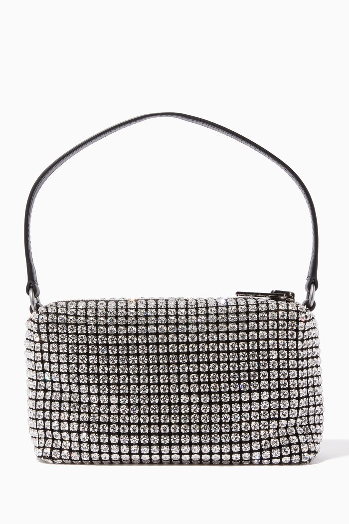 Rhinestone-Embellished Shoulder Bag, White