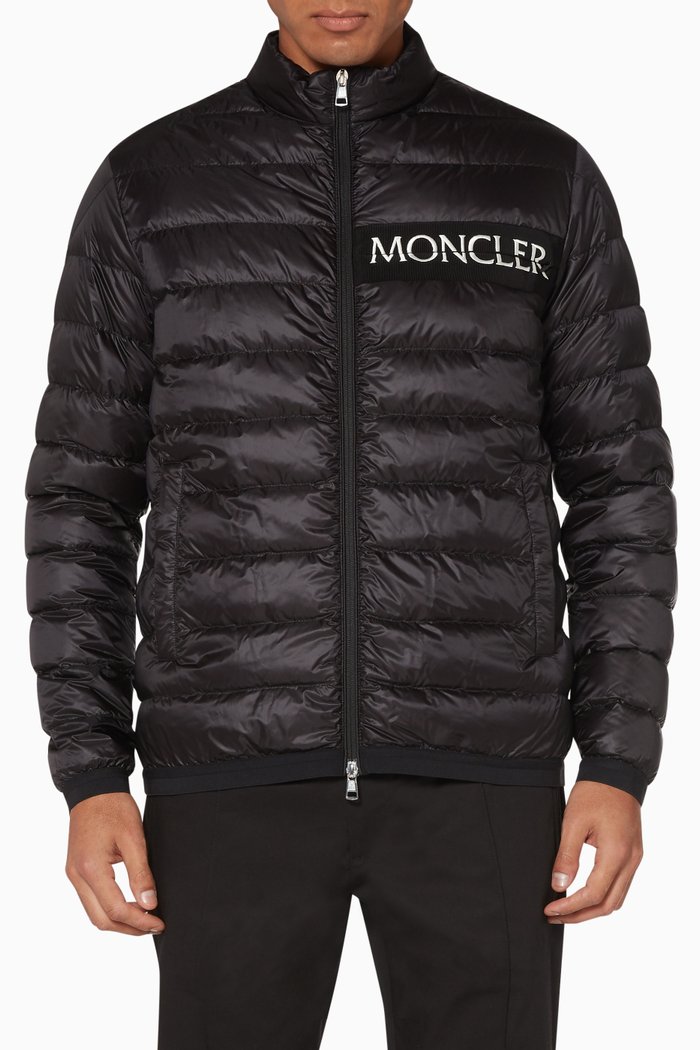 

Logo Patch Quilted Hooded Jacket, Black