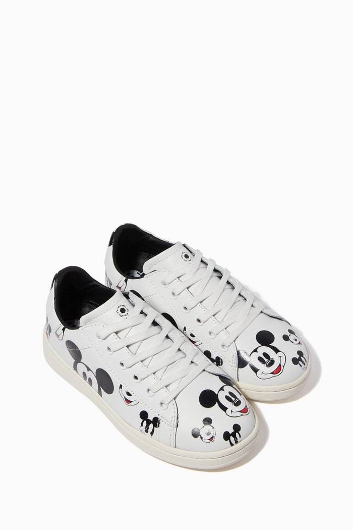 

Mickey Mouse Leather Lace-Up Sneakers, White