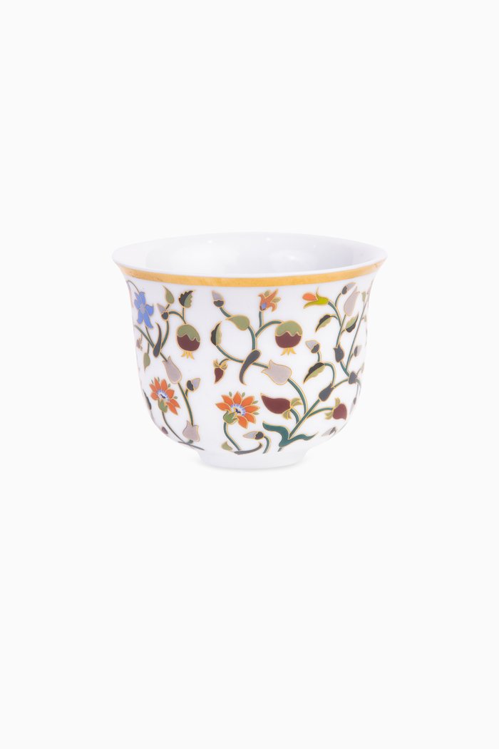 Floral Arabic Coffee Cup, Multicolour