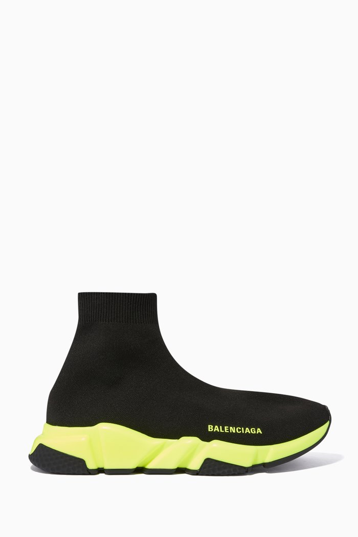 

Speed Neon-Sole Sock Sneakers, Black