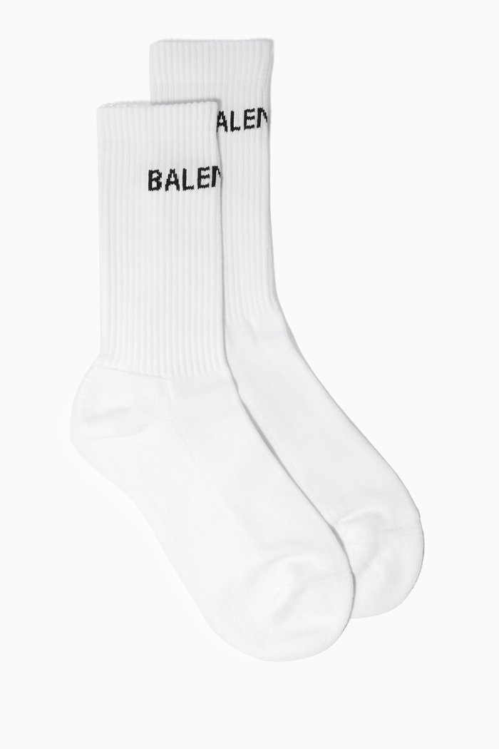 Logo Detail Cotton Socks, White