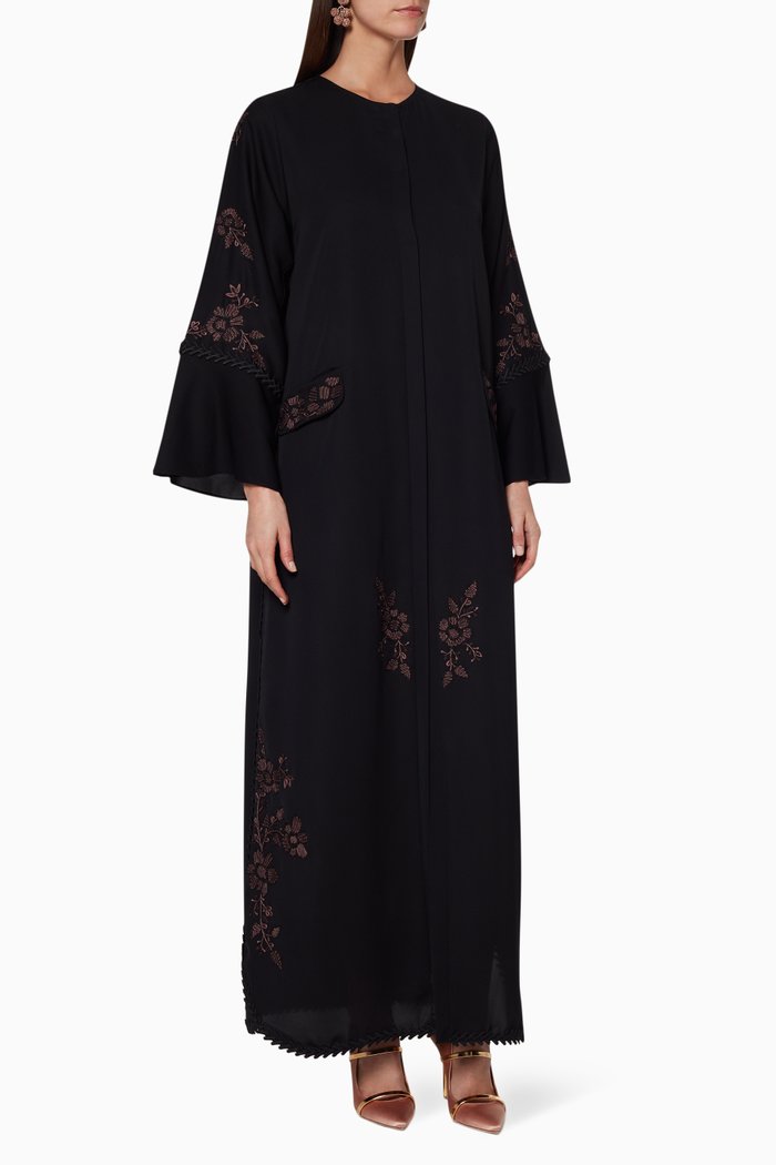 

Black Floral Aari-Embroidered Abaya