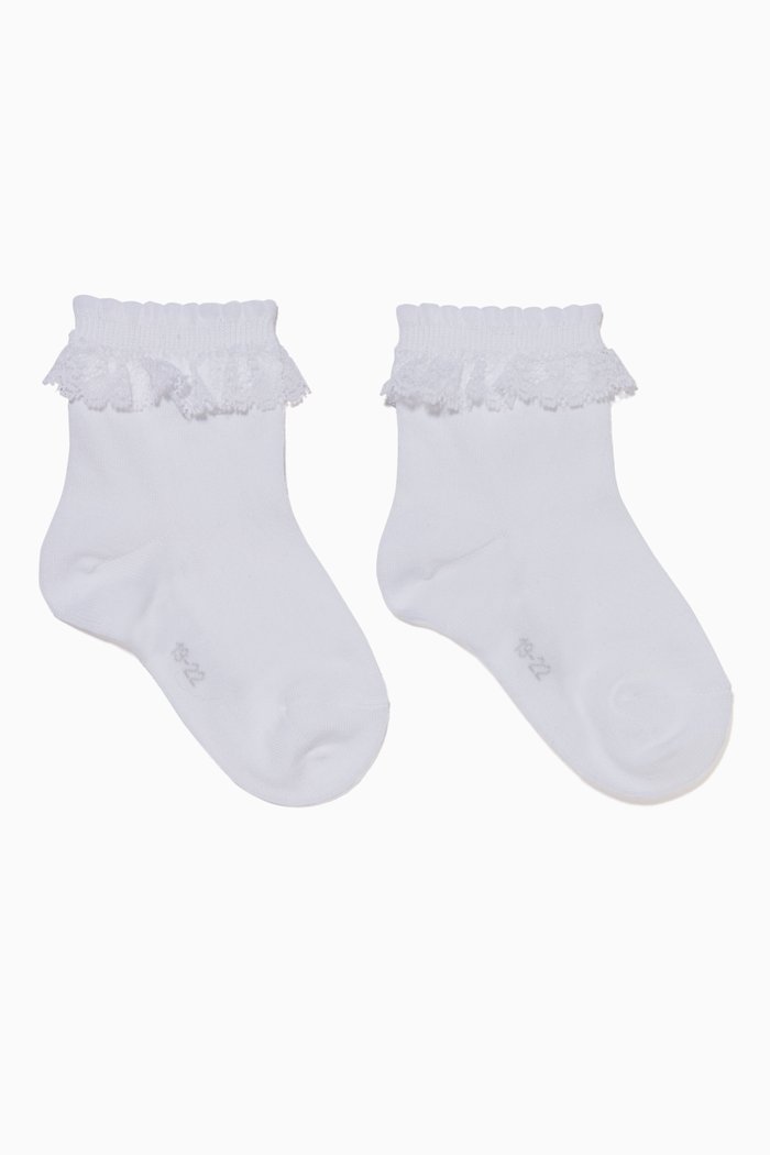

White Romantic Lace Kids Socks