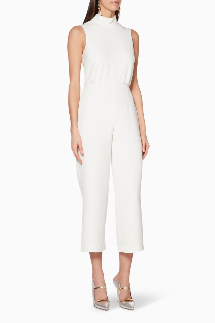 

High-Neck Symone Jumpsuit, White