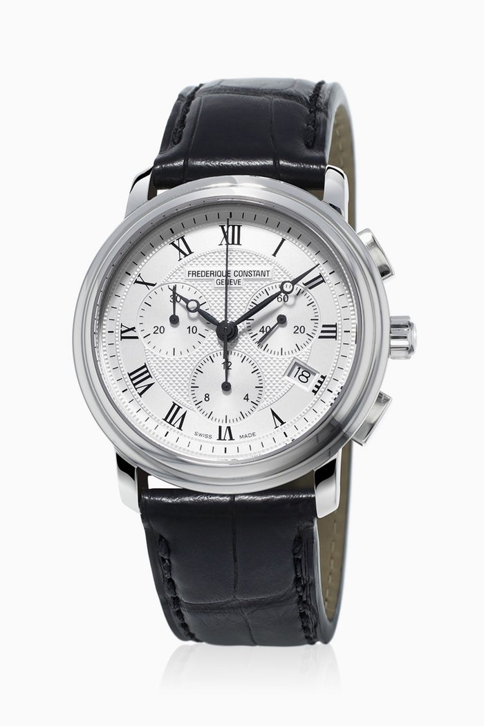 

Classic Chronograph Leather Watch, Black