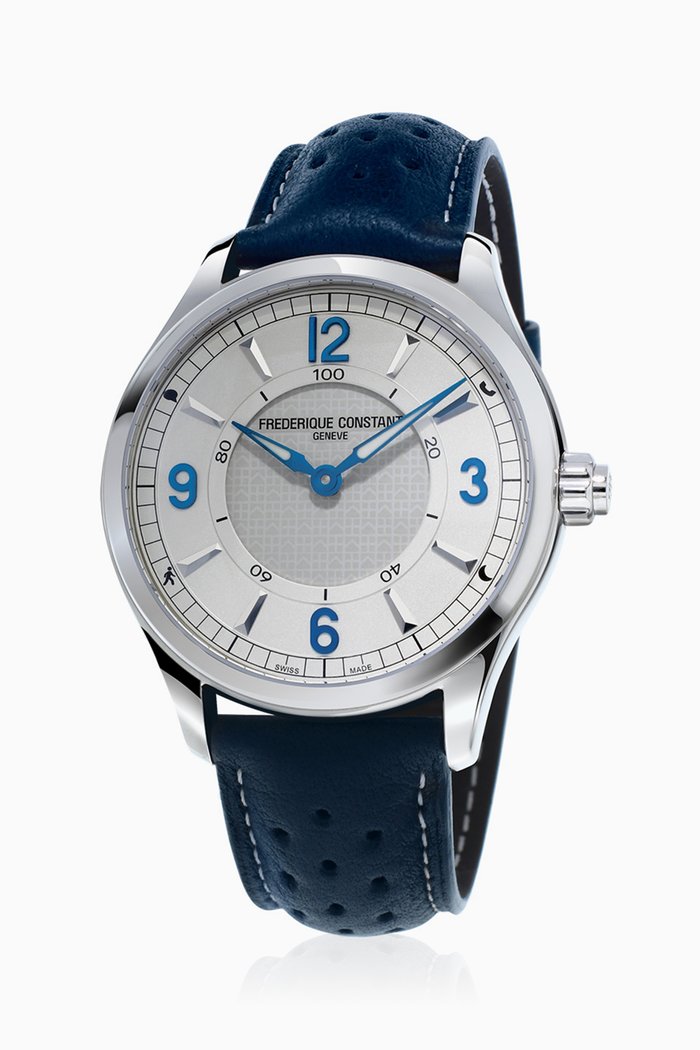 Horological Leather Smartwatch, Blue