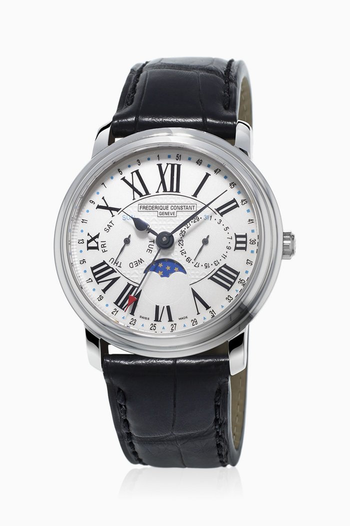 

Classic Moonphase Leather Watch, Black