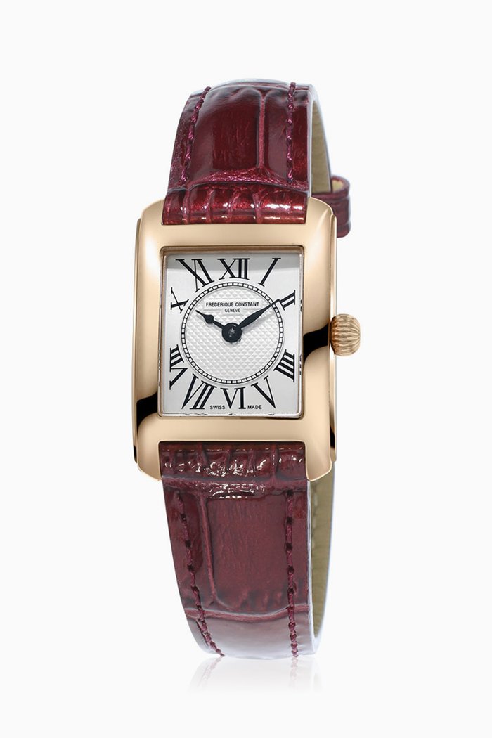 Carrée Leather Watch, Burgundy
