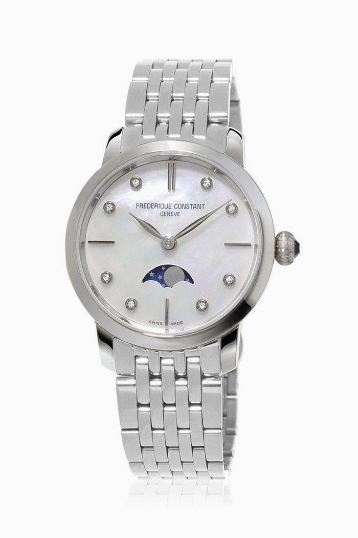 Slimline Moonphase Bracelet Watch, Silver