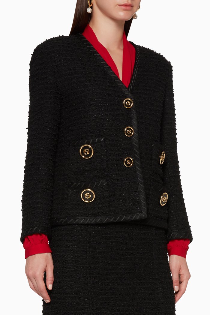 

Buttoned Tweed Jacket, Black