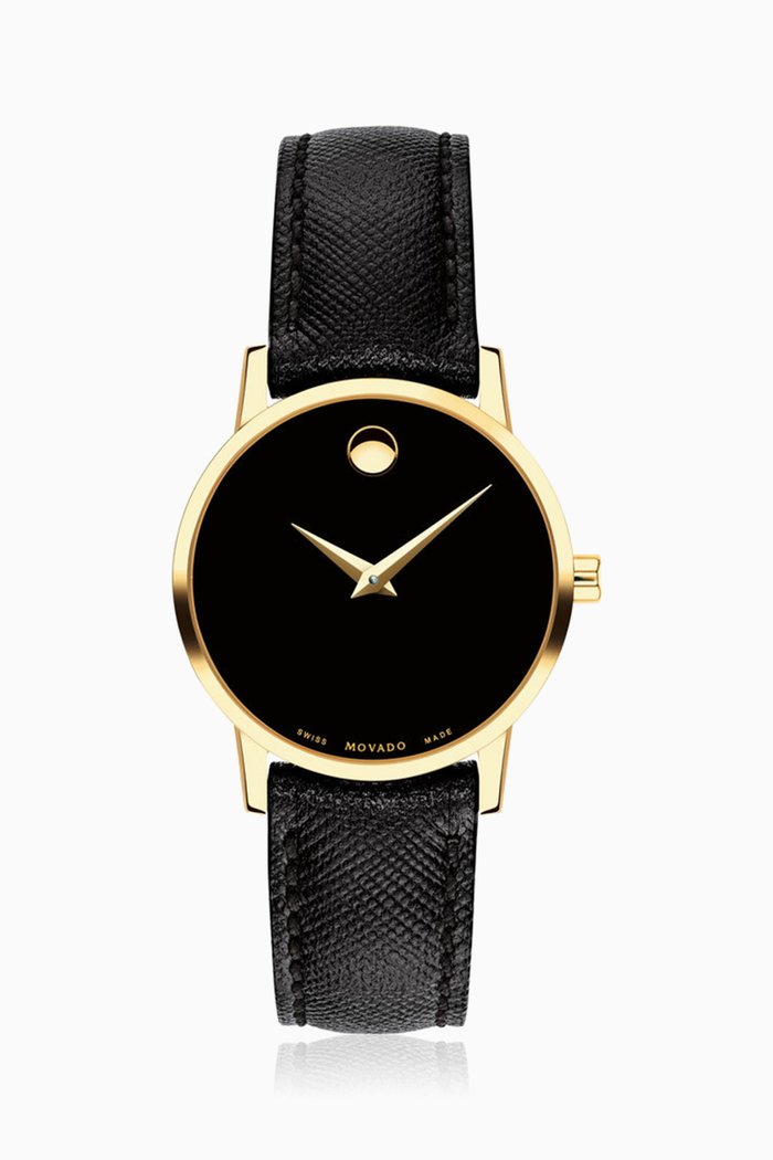 

Museum Black Dial Textured Leather Watch