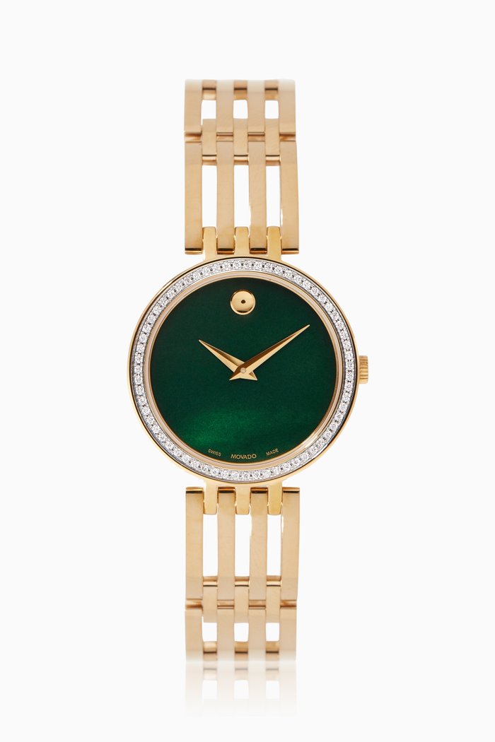 Esperanza Green Dial Watch, Gold