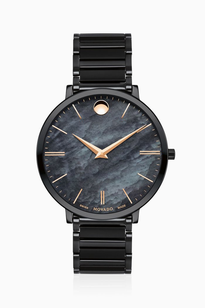 

Ultraslim Mother-Of-Pearl Dial Watch, Black