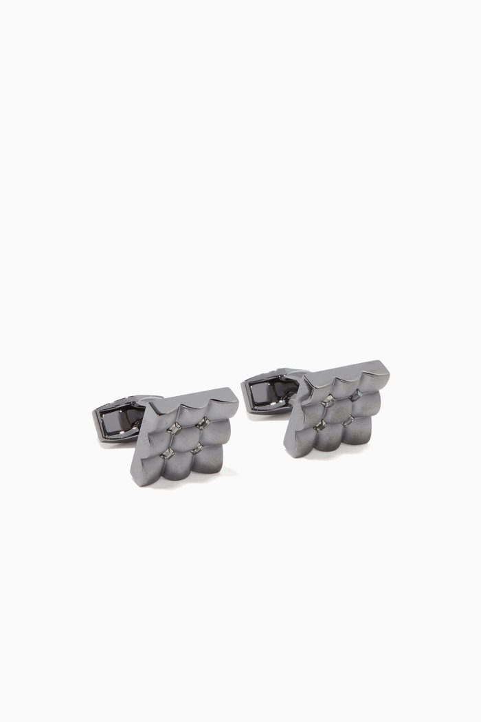 

Square Scalloped Cufflinks, Silver