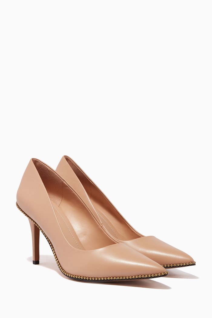 Waverly Beadchain Leather Pumps, Brown