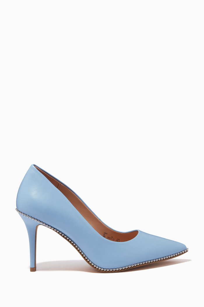 

Waverly Beadchain Pumps in Leather, Blue