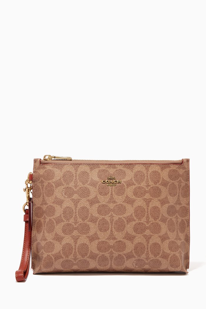 

Charlie Signature Canvas Pouch, Brown