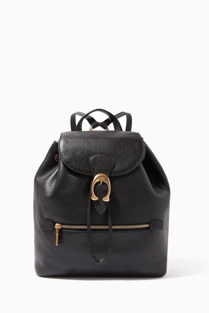 Evie Pebble Leather Backpack, Black