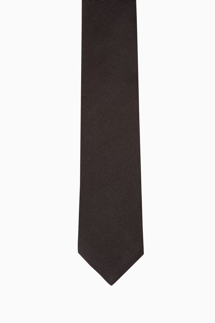 

Textured Basket Weave Tie, Black