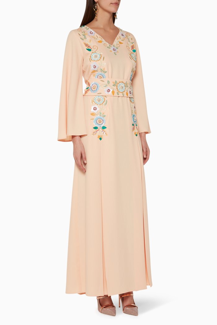 

Floral Embroidered Silk Kaftan, Orange