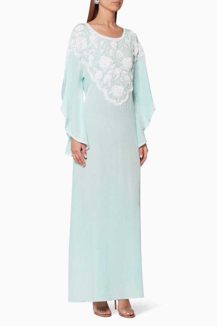 

Embroidered Floral Kaftan, Blue