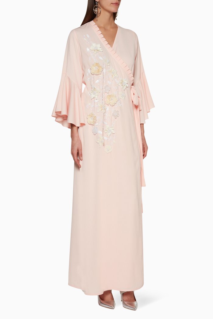 

Embellished Wrap-Style Kaftan, Pink
