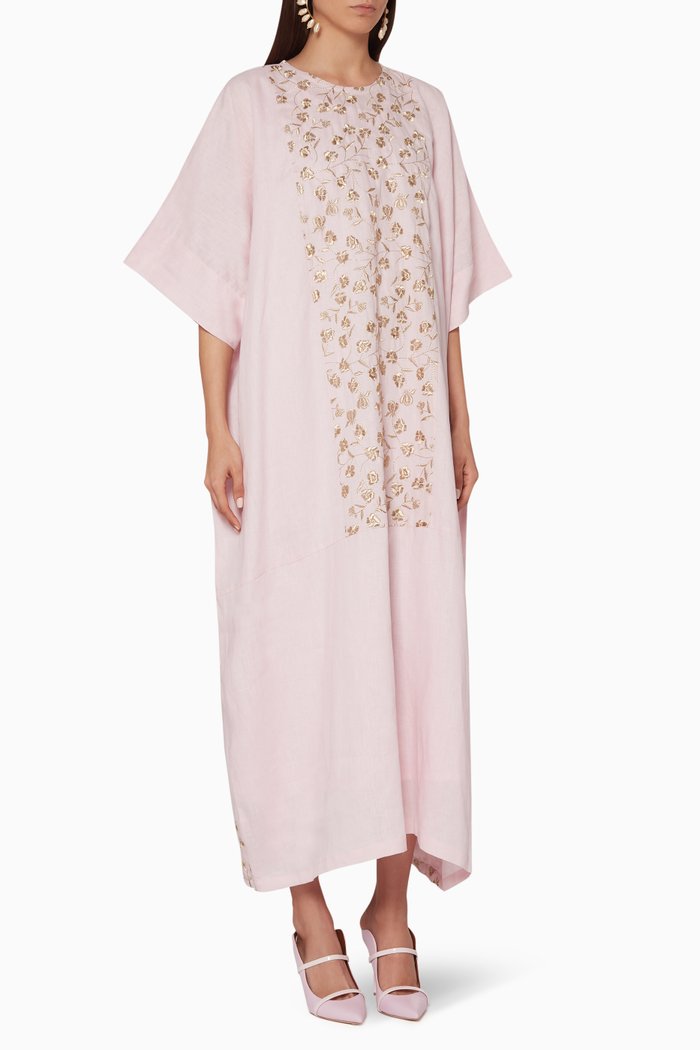 

Floral Linen Rachelle Kaftan, Pink