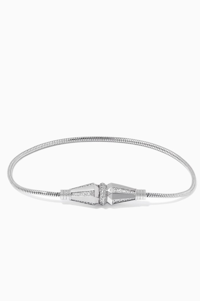 

Jack De Boucheron Diamond Single Wrap Bracelet, Silver