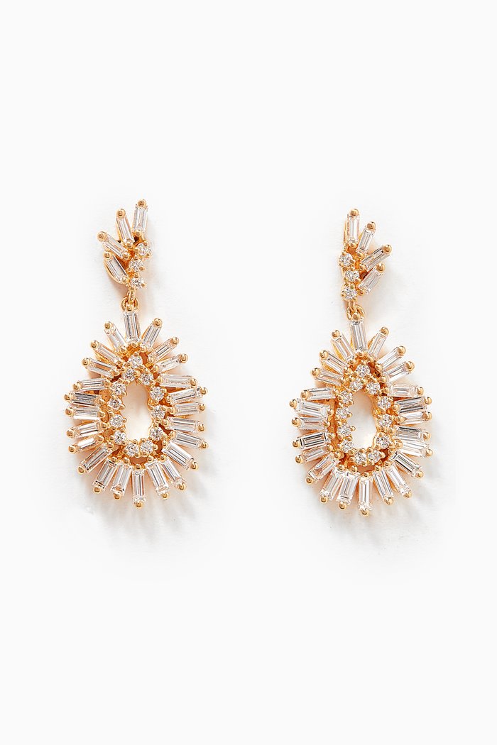 

Fireworks Pear Mini Diamond Earrings, Yellow