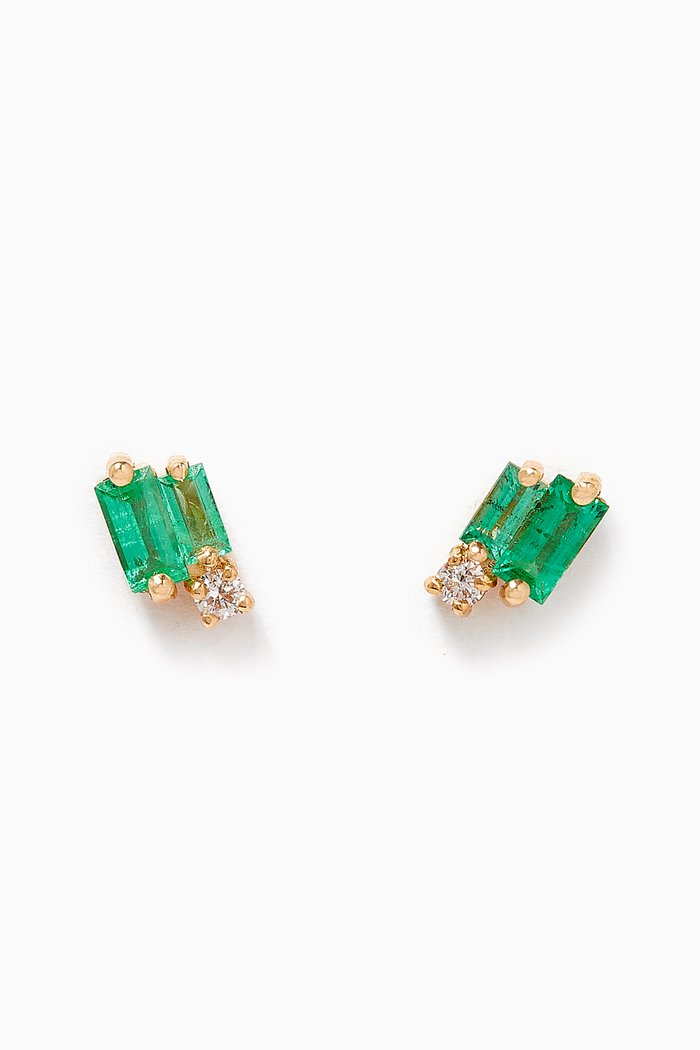 

Fireworks Emerald & Diamond Stud Earrings, Yellow