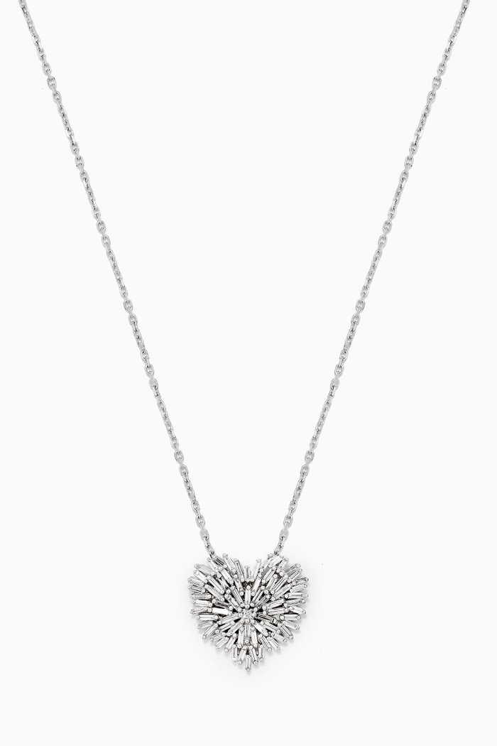 

Fireworks Medium Heart Diamond Pendant in 18kt White Gold, Silver