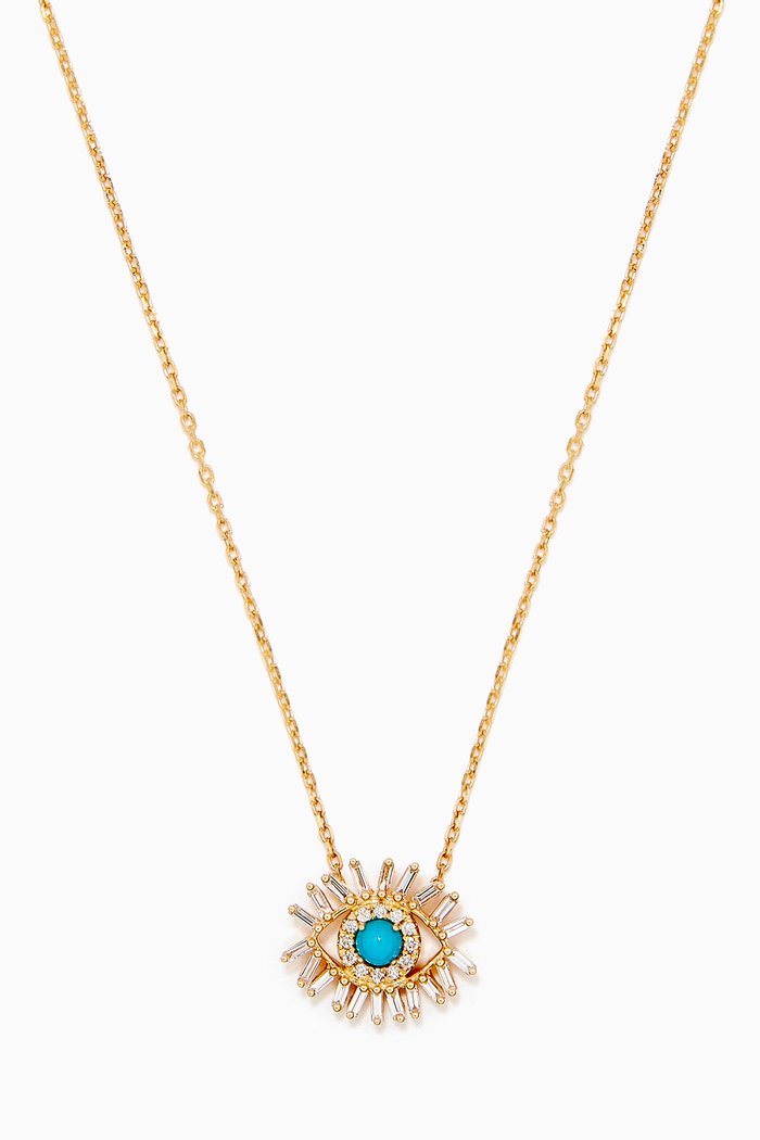 Mini Evil Eye Turquoise Necklace in 18kt Yellow Gold
