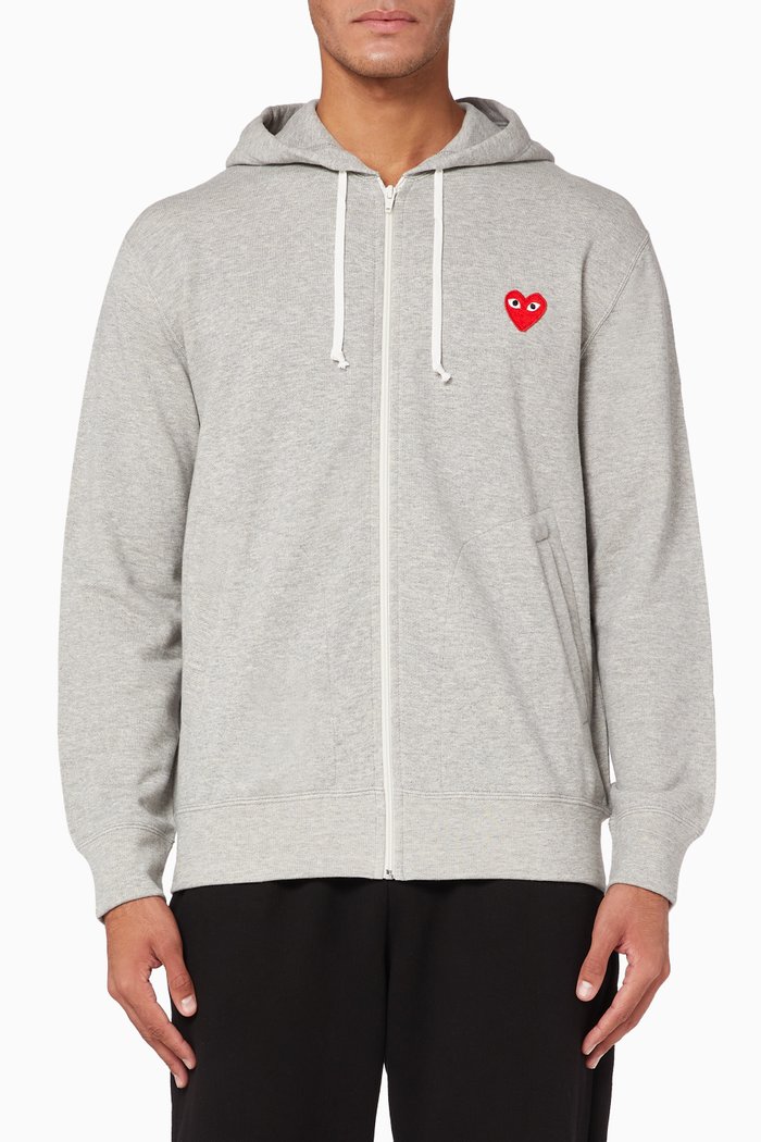 

Logo Appliqué Cotton Hooded Sweatshirt, Grey